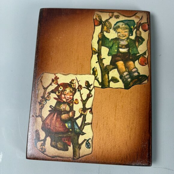 Vintage Hummel Style Art Set Wood Plaque & Framed Print German Children Illustra - Picture 2 of 9